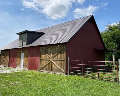 Red Barn With A Metal Roof