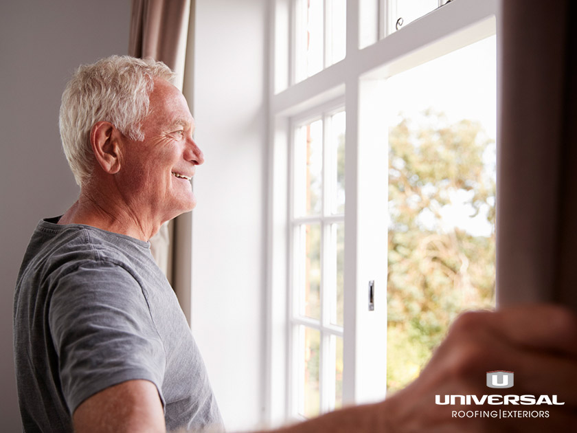 looking out of window